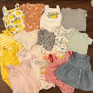 15 piece set onesies & tops - girls size 3-6 months